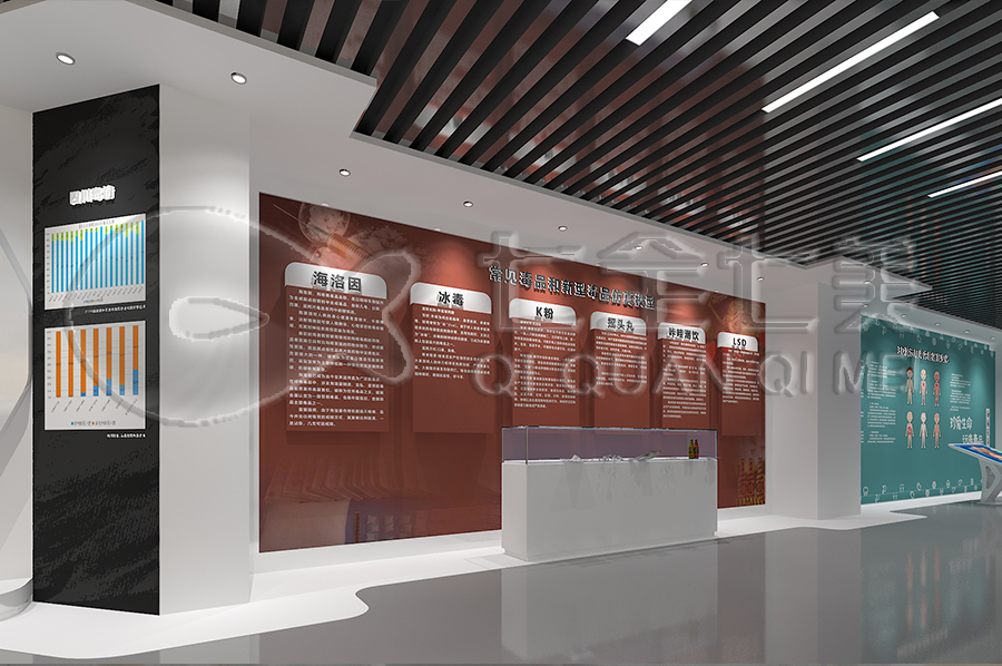 小學(xué)生禁毒實(shí)踐教育展示館升級改造,學(xué)校禁毒教育展廳解決方案,禁毒教育展廳3d設(shè)備,未成年毒品預(yù)防教育展廳設(shè)計(jì)平面圖